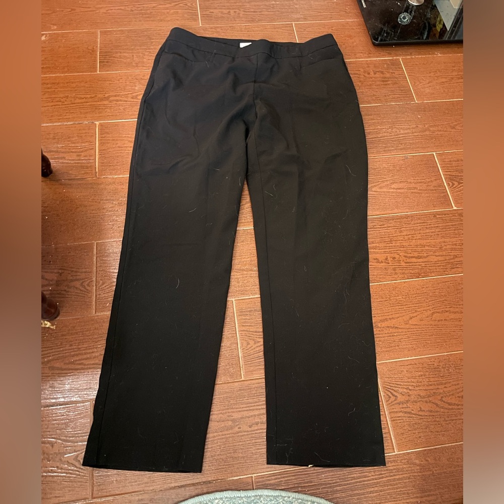 Dress Barn black pants flat front trousers size 12 rayon spandex pockets pull on - Picture 4 of 13